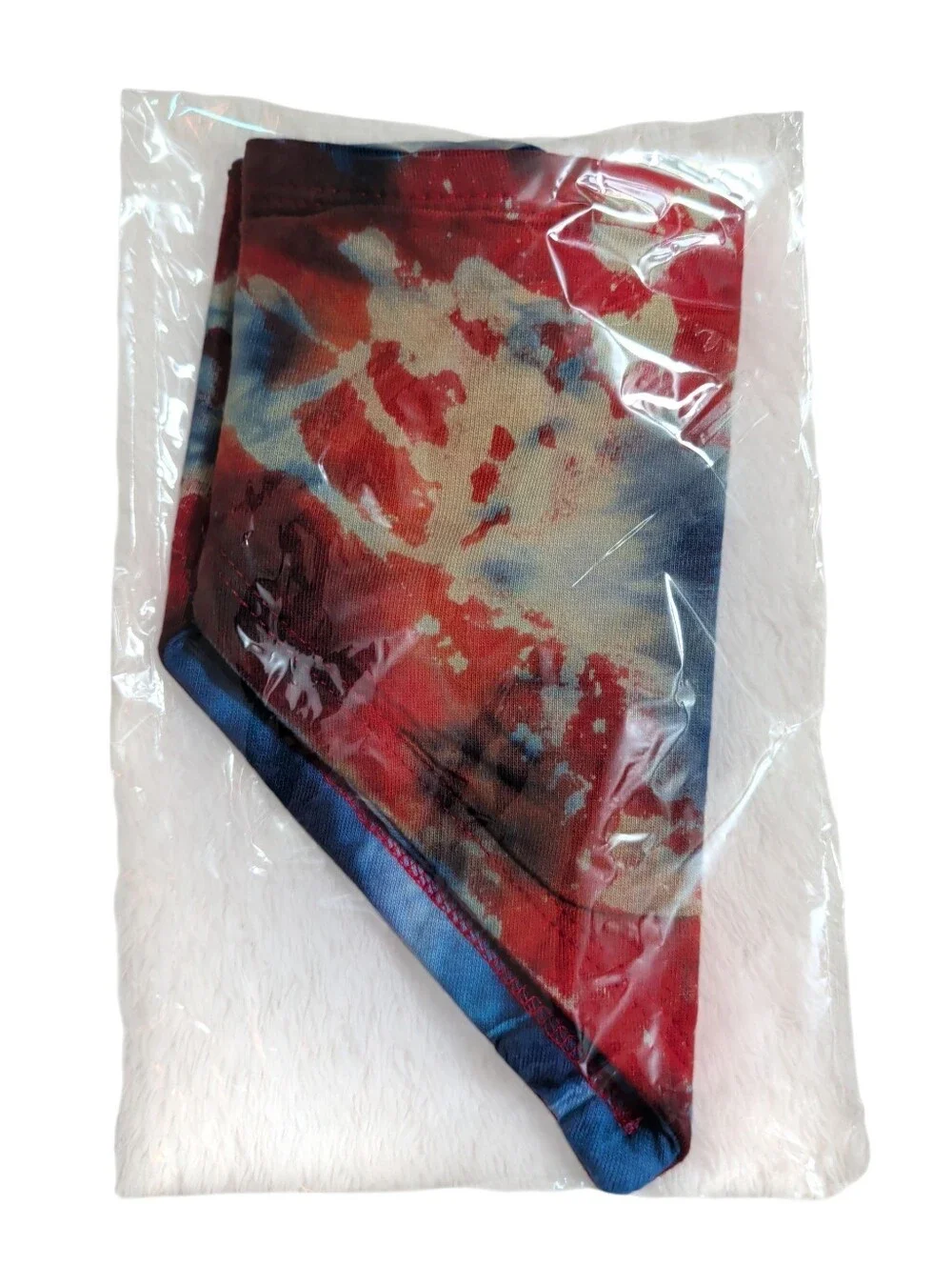 NWOT Tie-Dye Triangle Pet Bandana / Baby Bandaid Bib in Red White And Blue